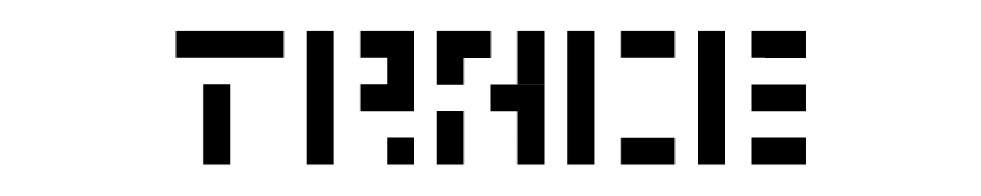 TRACE wordmark · hand-drawn pixel typeface on a 24×29 unit grid